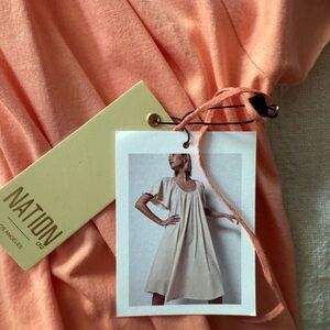 Nation Ltd Cotton Sundress Mid Calf  Length NWT Size S Wide Neck Beach Peach